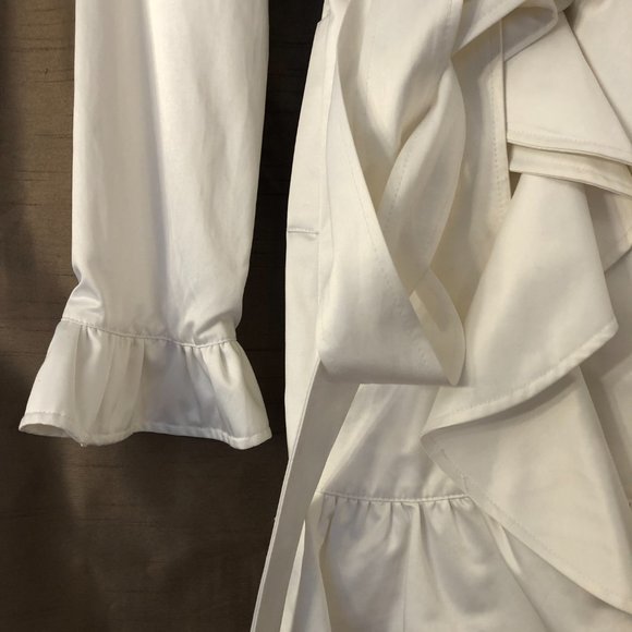 AUTHENTIC BEBE Gorgeous White Satin Lightweight Coat: Size M - Picture 2 of 14